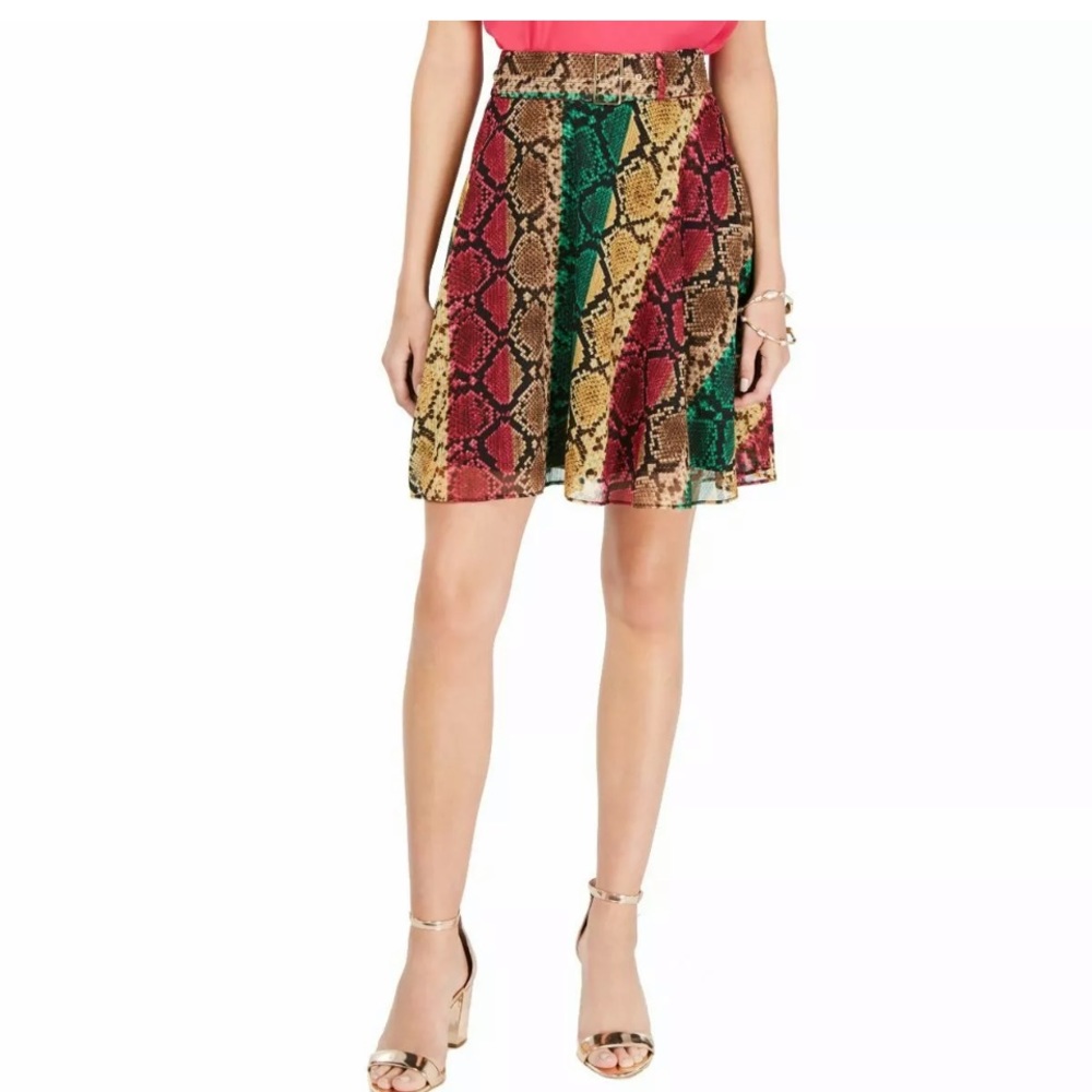 INC International Concepts Women Python Snake Animal Print MidRise Skirt Size 6